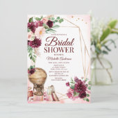 Bourgogne Wijn Boho Waterverf Floral Vrijgezellenf Kaart (Staand voorkant)