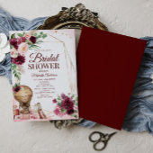 Bourgogne Wijn Boho Waterverf Floral Vrijgezellenf Kaart