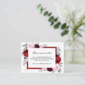 Bourgogne Wijn Dusty Blue Slate bruiloft receptie Informatiekaartje (Staand voorkant)