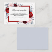 Bourgogne Wijn Dusty Blue Slate bruiloft receptie Informatiekaartje (Voorkant / Achterkant)