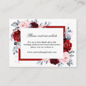 Bourgogne Wijn Dusty Blue Slate bruiloft receptie Informatiekaartje (Voorkant)