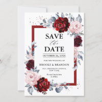 Bourgogne Wijn Dusty Blue Slate Save the Date
