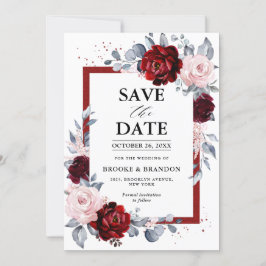 Bourgogne Wijn Dusty Blue Slate Save the Date
