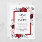 Bourgogne Wijn Dusty Blue Slate Save the Date (Voorkant)