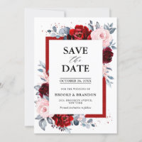 Bourgogne Wijn Dusty Blue Slate Save the Date