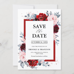 Bourgogne Wijn Dusty Blue Slate Save the Date