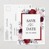 Bourgogne Wijn Dusty Blue Slate Save the Date Briefkaart (Voorkant / Achterkant)