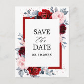 Bourgogne Wijn Dusty Blue Slate Save the Date Briefkaart (Voorkant)