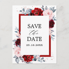 Bourgogne Wijn Dusty Blue Slate Save the Date Briefkaart