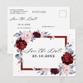 Bourgogne Wijn Dusty Blue Slate Save the Date Briefkaart (Voorkant / Achterkant)