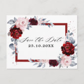 Bourgogne Wijn Dusty Blue Slate Save the Date Briefkaart (Voorkant)