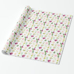 Bourgogne Wijn en Roze Waterverf Bloemen Cadeaupapier<br><div class="desc">Bourgogne Wijn en Roze Waterverf Bloemen</div>
