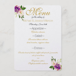 Bourgogne Wijn en Roze Waterverf Bloemen Menu