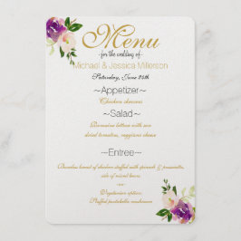 Bourgogne Wijn en Roze Waterverf Bloemen Menu