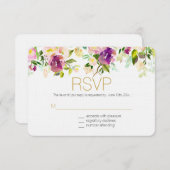 Bourgogne Wijn en Roze Waterverf Bloemen RSVP (Voorkant / Achterkant)