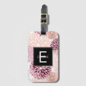 Bourgogne Wijn en Roze Waterverf Floral Monogram Bagagelabel (Voorkant (verticaal))