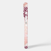 Bourgogne Wijn en Roze Waterverf Floral Monogram Case-Mate iPhone Case (Achterkant / Links)