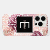 Bourgogne Wijn en Roze Waterverf Floral Monogram Case-Mate iPhone Case (Achterkant (horizontaal))