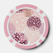 Bourgogne Wijn en Roze Waterverf Floral Monogram Poker Chips (Achterkant)