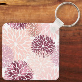 Bourgogne Wijn en Roze Waterverf Floral Monogram Sleutelhanger (Achterkant)