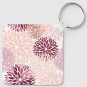 Bourgogne Wijn en Roze Waterverf Floral Monogram Sleutelhanger (Achterkant)