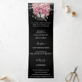 Bourgogne Wijn Rood & Roze Hart Bladboom Bruiloft Drieluik Uitnodiging (Binnen)