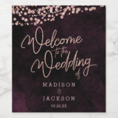 Bourgogne Wijn & Roos Goud Bruiloft Welkom Wijn Etiket (Enkel label)