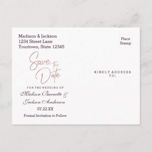 Bourgogne Wijn & Roos Gouden Bruiloft Save the Dat Aankondigingskaart (Achterkant)