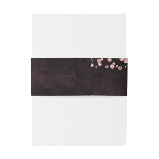 Bourgogne Wijn & Roos Gouden Glam Bruiloft Monogra Uitnodigingen Wikkel (Achterkant Voorbeeld)