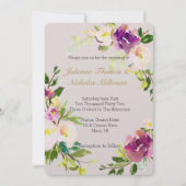 Bourgogne Wijn Roze Waterverf Bloemencrème Trouwen Kaart (Voorkant)