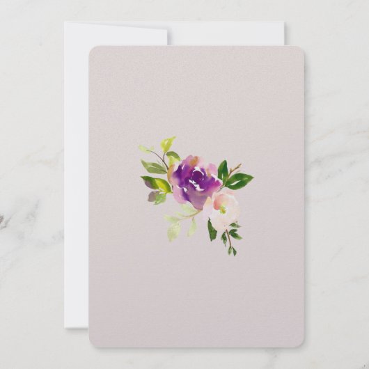 Bourgogne Wijn Roze Waterverf Bloemencrème Trouwen Kaart (Achterkant)