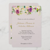 Bourgogne Wijn Roze Waterverf Bloemencrème Trouwen Kaart (Voorkant / Achterkant)