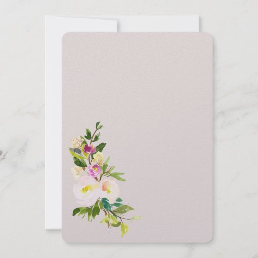 Bourgogne Wijn Roze Waterverf Bloemencrème Trouwen Kaart (Achterkant)