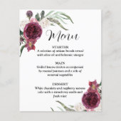 Bourgogne Wijn Sangria Bos Groen Bruiloft Menu (Voorkant)