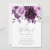 Bourgogne Wijn Waterverf Floral Wedding Kaart (Voorkant)