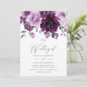 Bourgogne Wijn Waterverf Floral Wedding Kaart (Staand voorkant)