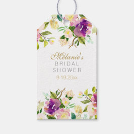 Bourgogne Wijnroze Waterverf Bloemen Vrijgezellenf Cadeaulabel