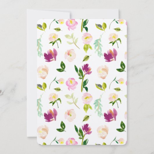 Bourgogne Wijnroze Waterverf Bloemen vrijgezellenf Kaart (Achterkant)