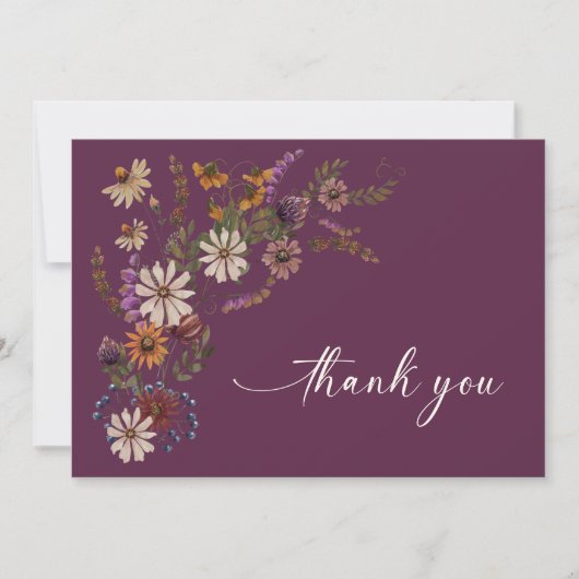 Bourgogne Wildflower bedankjes Bedankkaart (Voorkant)