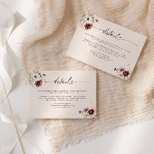 Bourgogne Wildflower bruiloft Details Behuizing Ka Kaart