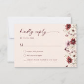 Bourgogne Wildflower bruiloft RSVP Behuizing Kaart (Voorkant)