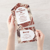 Bourgogne Wildflowers Bruiloft All In One Uitnodiging (Afscheurbaar)