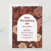 Bourgogne Wildflowers Bruiloft Kaart (Voorkant)