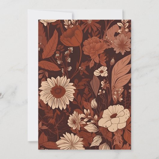 Bourgogne Wildflowers Bruiloft Kaart (Achterkant)