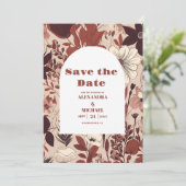 Bourgogne Wildflowers Bruiloft Save The Date (Staand voorkant)