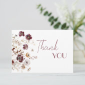 Bourgogne Wildflowers Poppy Flower Baby shower Bedankkaart (Staand voorkant)