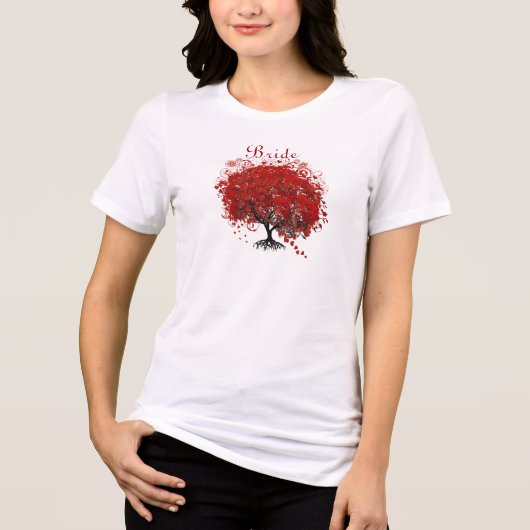 Bourgogne Wine Heart Leaf Tree Wedding T-Shirts (Voorkant)
