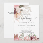 Bourgogne Wine Pampas Grass Tropical Weddenschap (Voorkant / Achterkant)