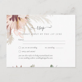 Bourgogne Wine Pampas Grass Tropical Weddenschap Briefkaart
