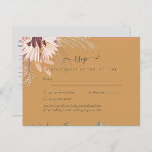 Bourgogne Wine Pampas Grass Tropical Weddenschap Briefkaart